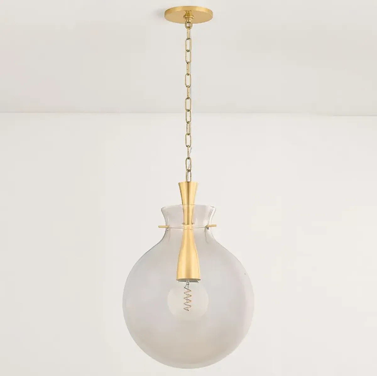 Elenor Glass Pendant - Aged Brass - Gold