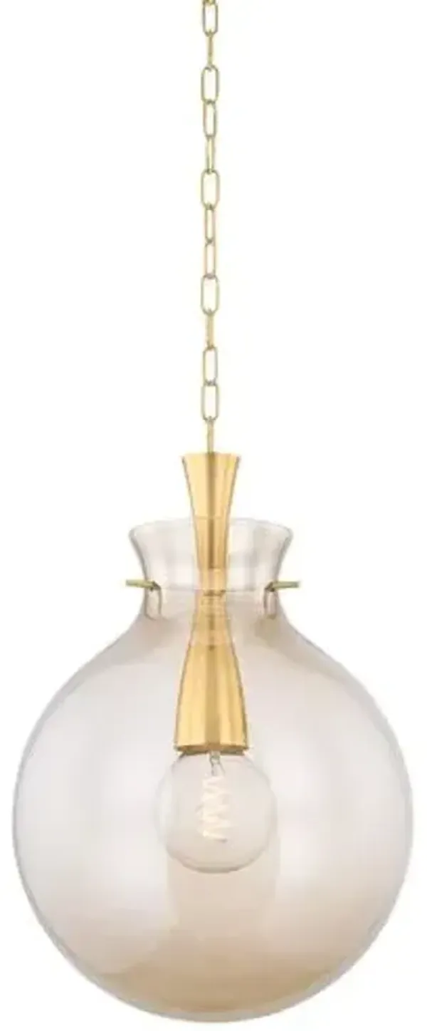Elenor Glass Pendant - Aged Brass - Gold