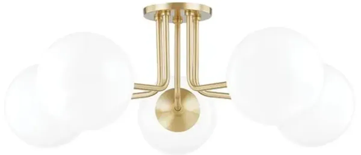 Marlowe Steel 5-Light Semi Flush - Gold