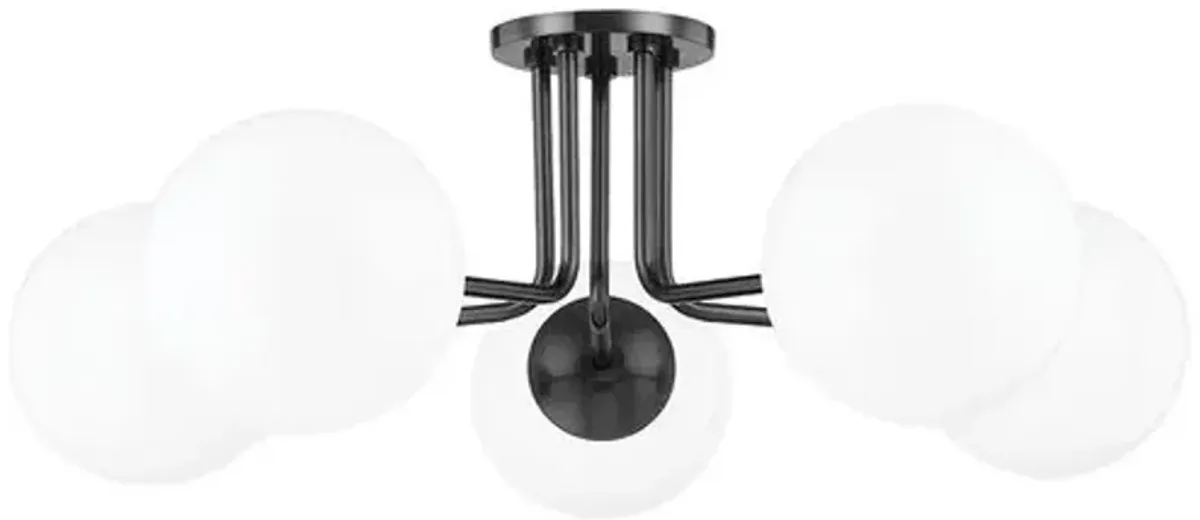 Marlowe Steel 5-Light Semi Flush - Black