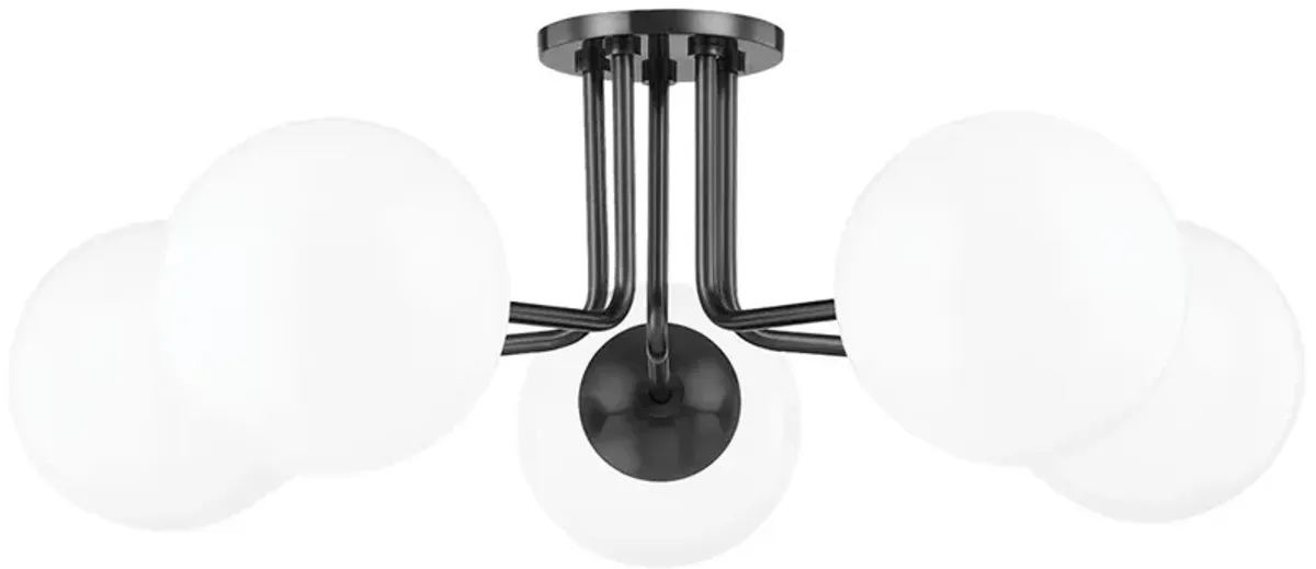 Marlowe Steel 5-Light Semi Flush - Black