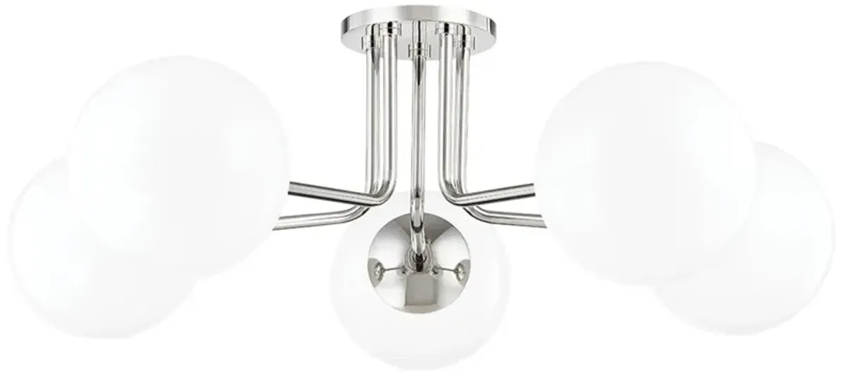 Marlowe Steel 5-Light Semi Flush - Silver