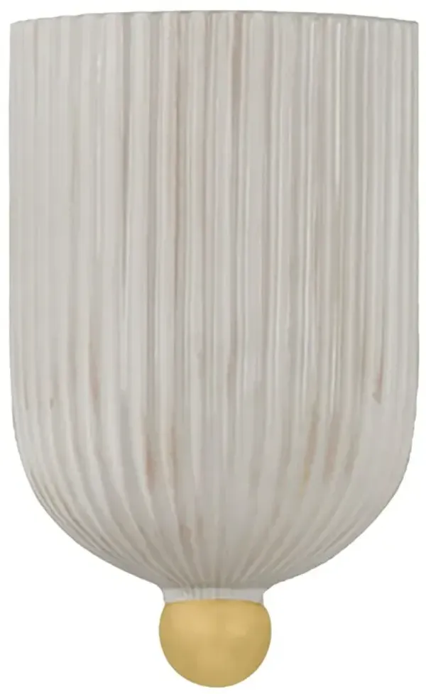 Lirra Ceramic Wall Sconce - Aged Brass/ Fluted Cream - White