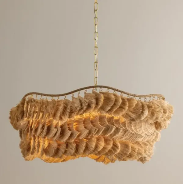 Rohan Banana Fiber Chandelier - Aged Brass - Gold