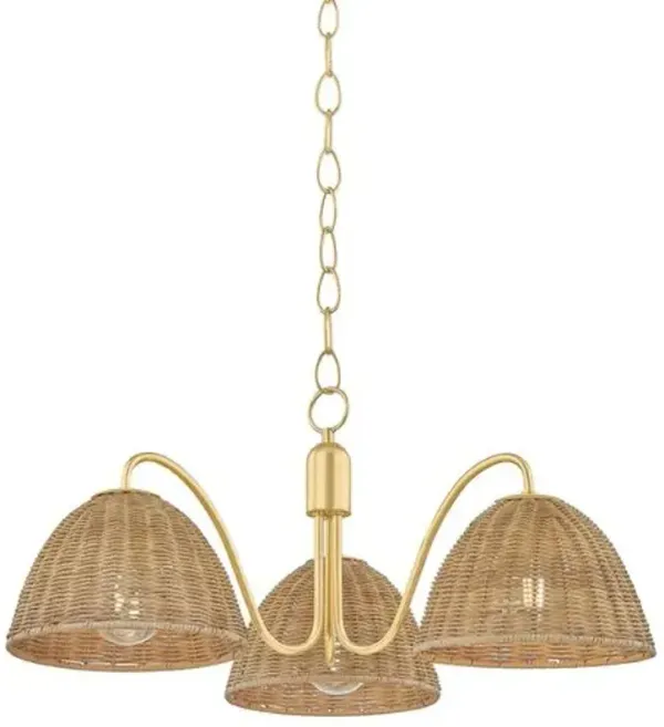 Nyssa Wicker Chandelier - Aged Brass - Brown
