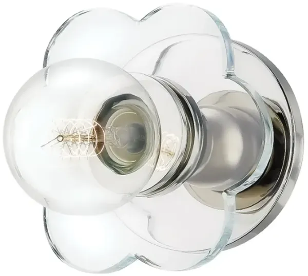 Drisella Crystal Flower Semi Flush Mount - Polished Nickel - Clear