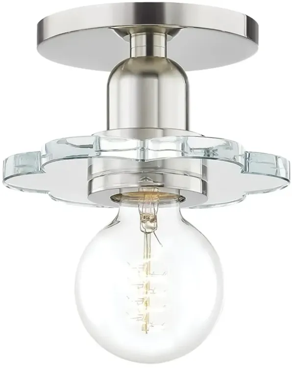 Drisella Crystal Flower Semi Flush Mount - Polished Nickel - Clear