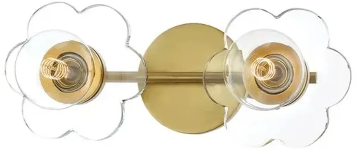Drisella Crystal Flower Vanity Wall Sconce - Gold