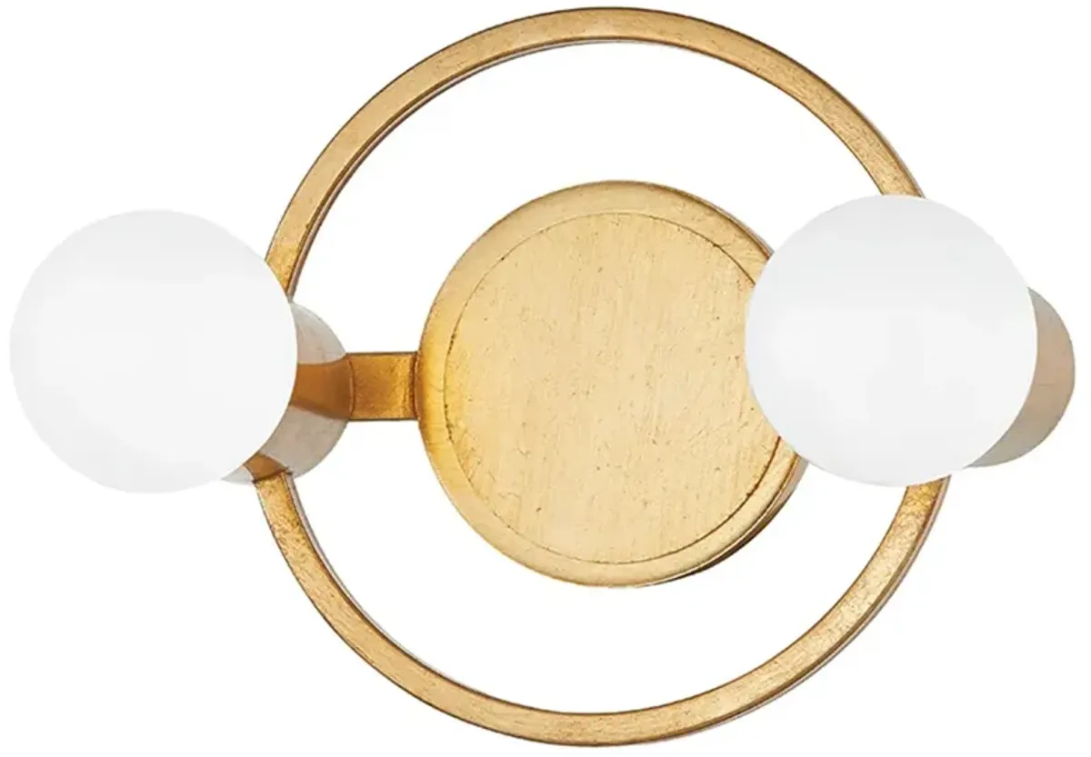 Lucienne Vanity Single Ring Wall Sconce, Gold Leaf