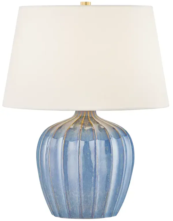 Aradia Ceramic Table Lamp, Aged Brass/Spring Lake