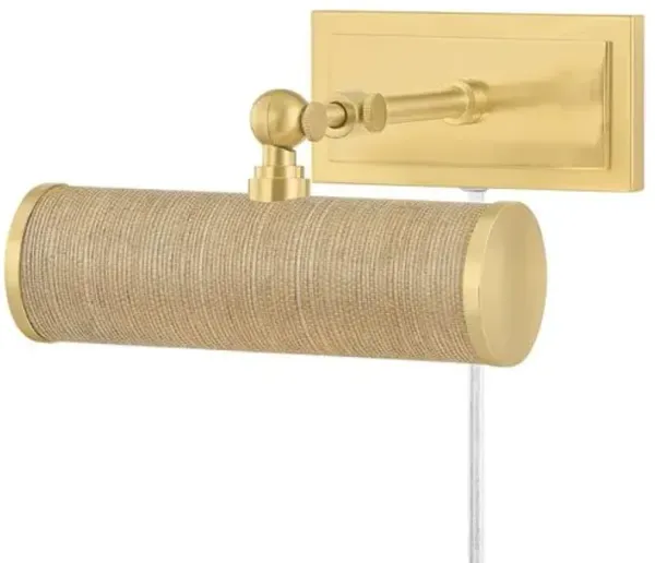 Kova Steel Picture Light - Aged Brass/Grasscloth - Gold