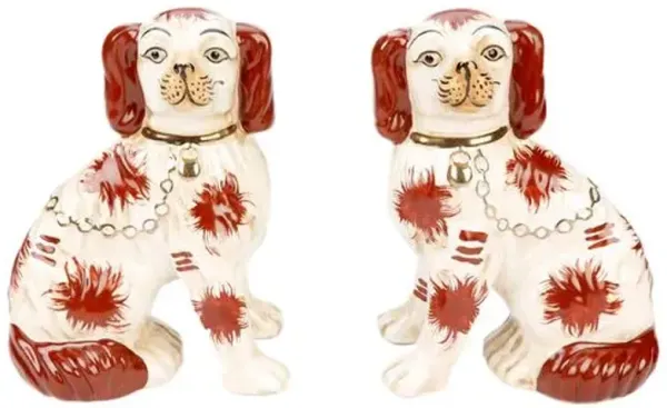 Set of 2 Brown Staffordshire Dogs