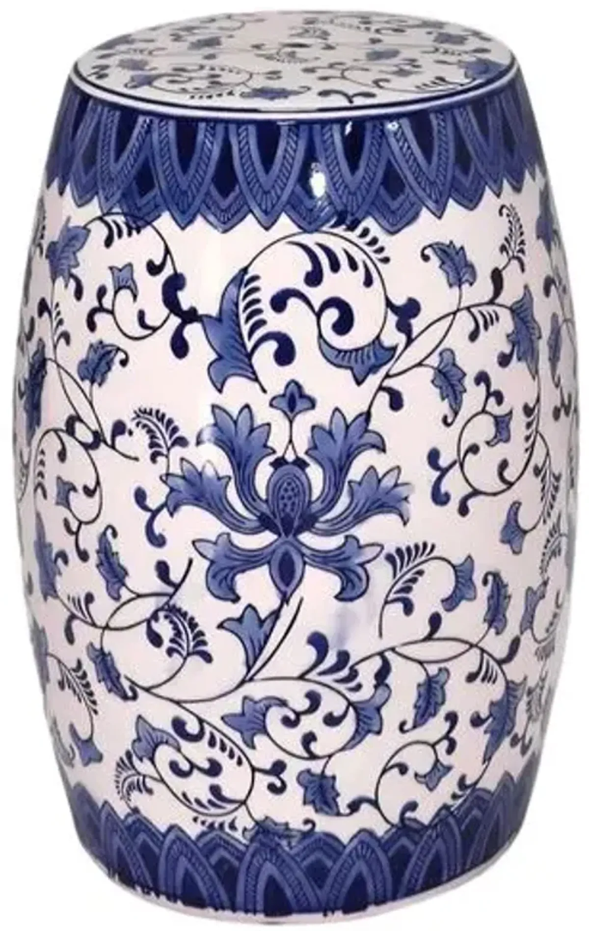 Drum Garden Stool - Blue & White