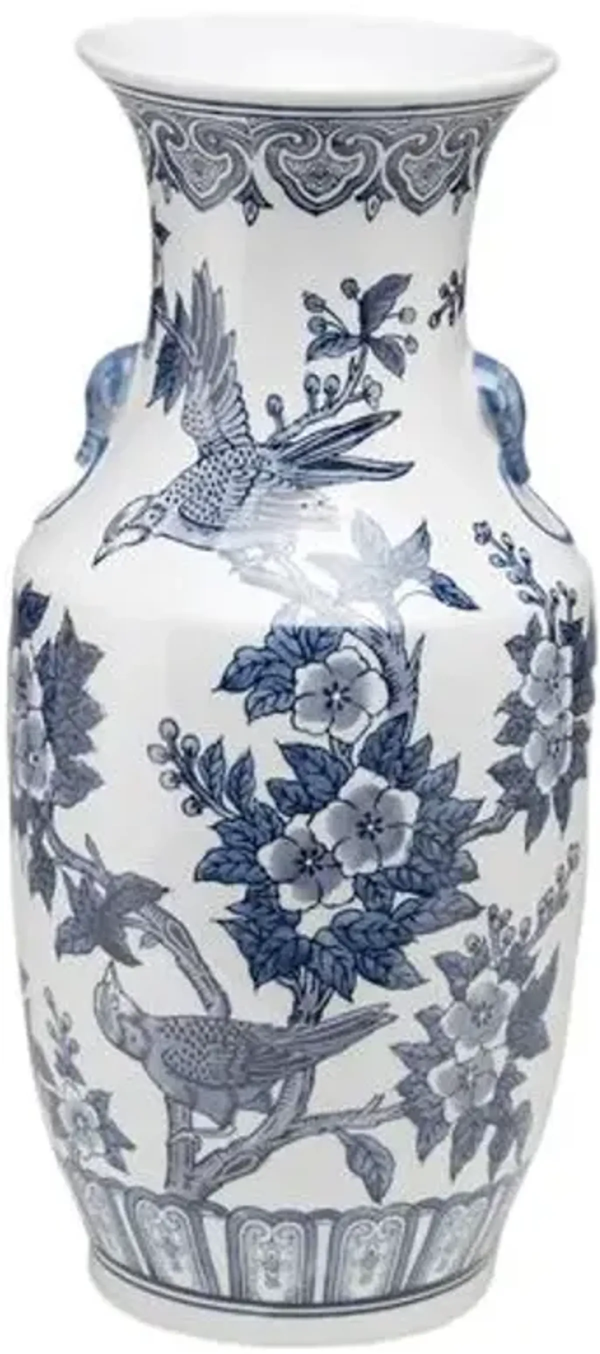 18" Floral Vase - Blue/White