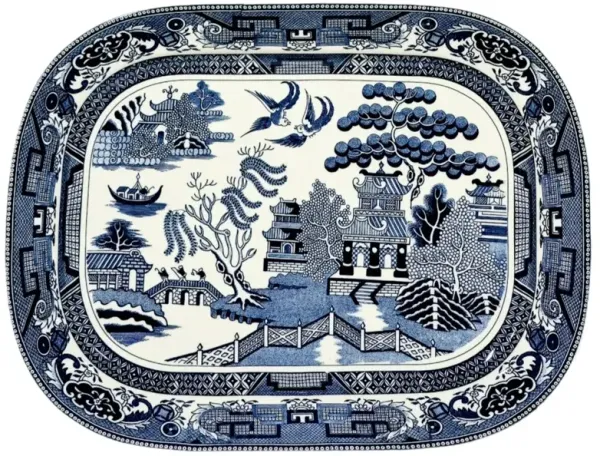 Blue Willow Design Porcelain Platter
