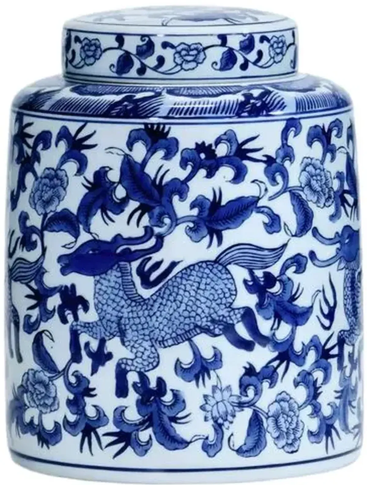 10.5" Round Jar with Deer Design - Blue