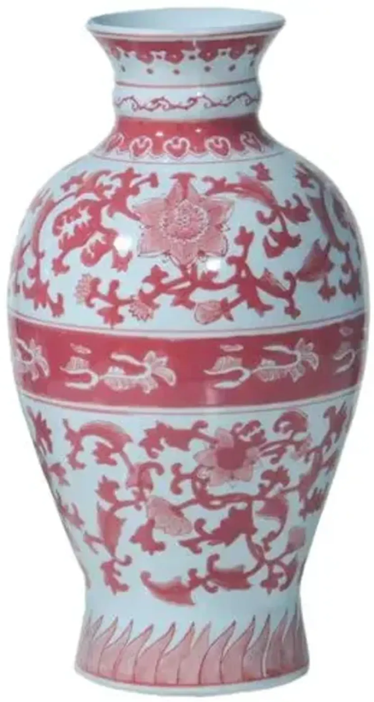 17.5" Floral Design Vase - Red
