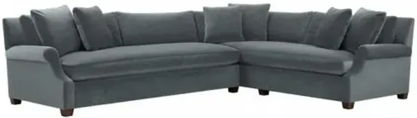 Juliette Velvet Bench-Seat Corner Sectional - Gray