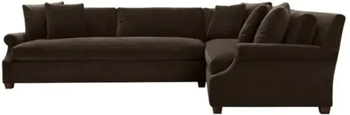 Juliette Velvet Bench-Seat Corner Sectional - Brown