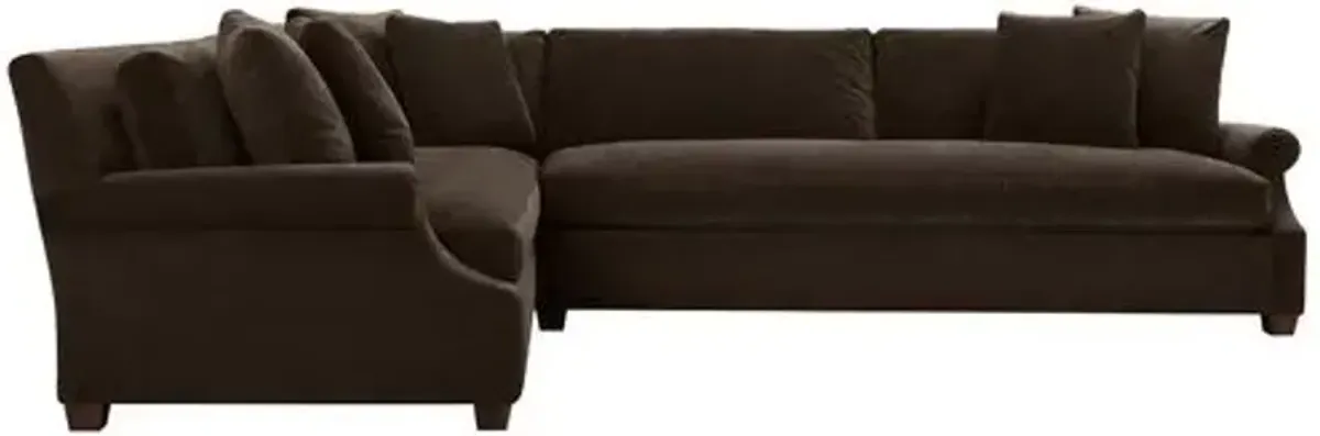Juliette Velvet Bench-Seat Corner Sectional - Brown