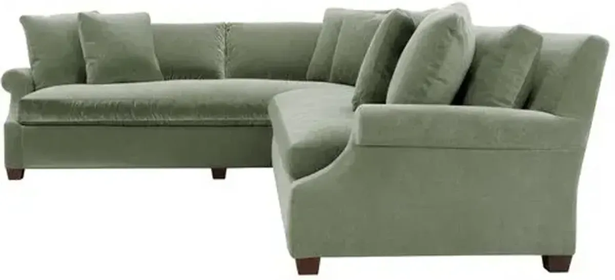 Juliette Velvet Bench-Seat Corner Sectional - Green