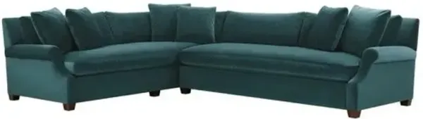 Juliette Velvet Bench-Seat Corner Sectional - Blue