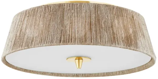 George Abaca Semi Flush, Aged Brass