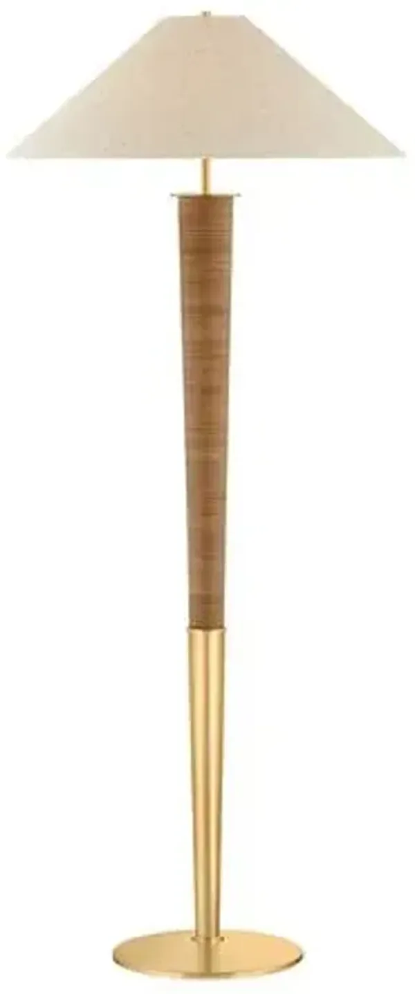 Bohicket Rattan Wrapped Floor Lamp - Aged Brass