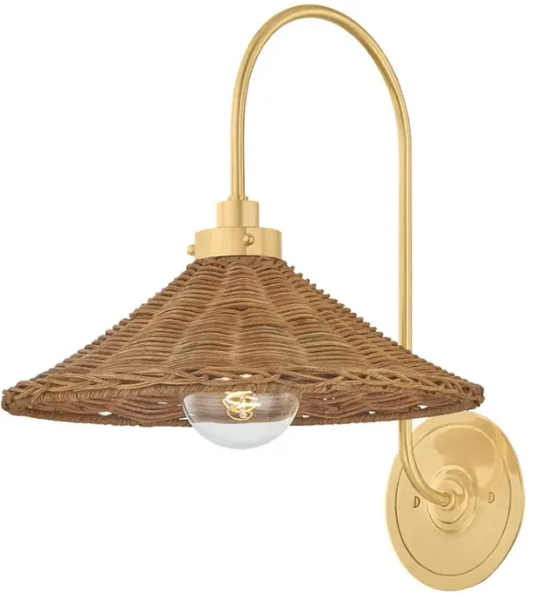 Kensington Rattan Wall Sconce - Aged Brass - Gold