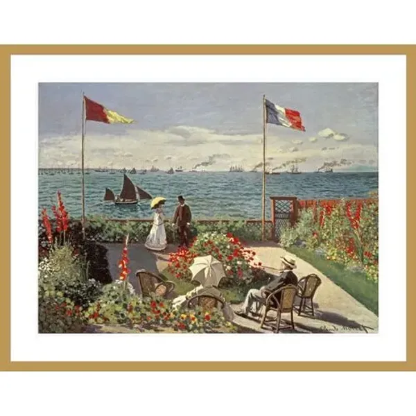 The Terrace at Sainte Adresse by Claude Monet Framed Print - 1000Museums - Multi
