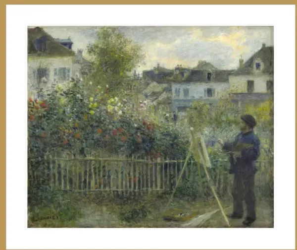 Monet Painting in His Garden at Argenteuil by Pierre-Auguste Renoir Framed Print