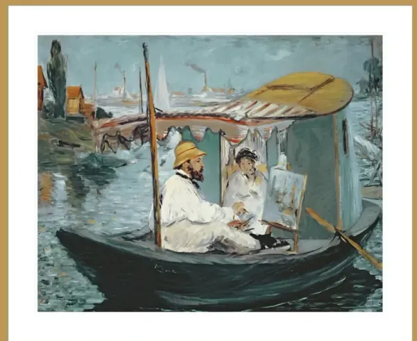 Monet in his Floating Studio by Edouard Manet Framed Print