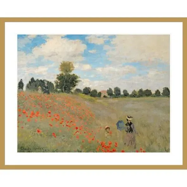 Wild Poppies near Argenteuil (Les Coquelicots: environs d'Argenteuil) by Claude Monet Framed Print - 1000Museums - Multi