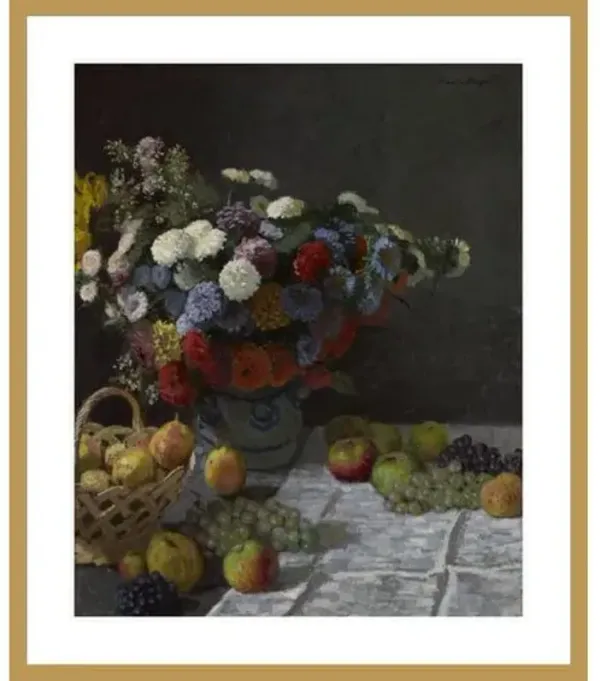 Still Life with Flowers and Fruit by Claude Monet Framed Print - 1000Museums - Multi