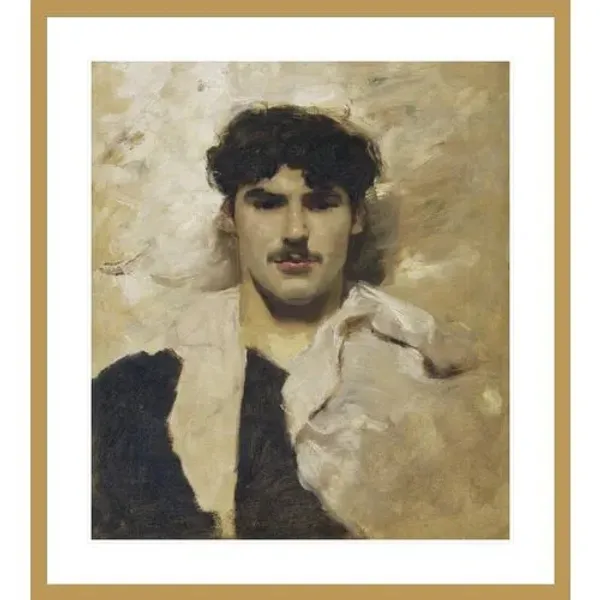 Head of a Male Model by John Singer Sargent Framed Print - 1000Museums - Multi