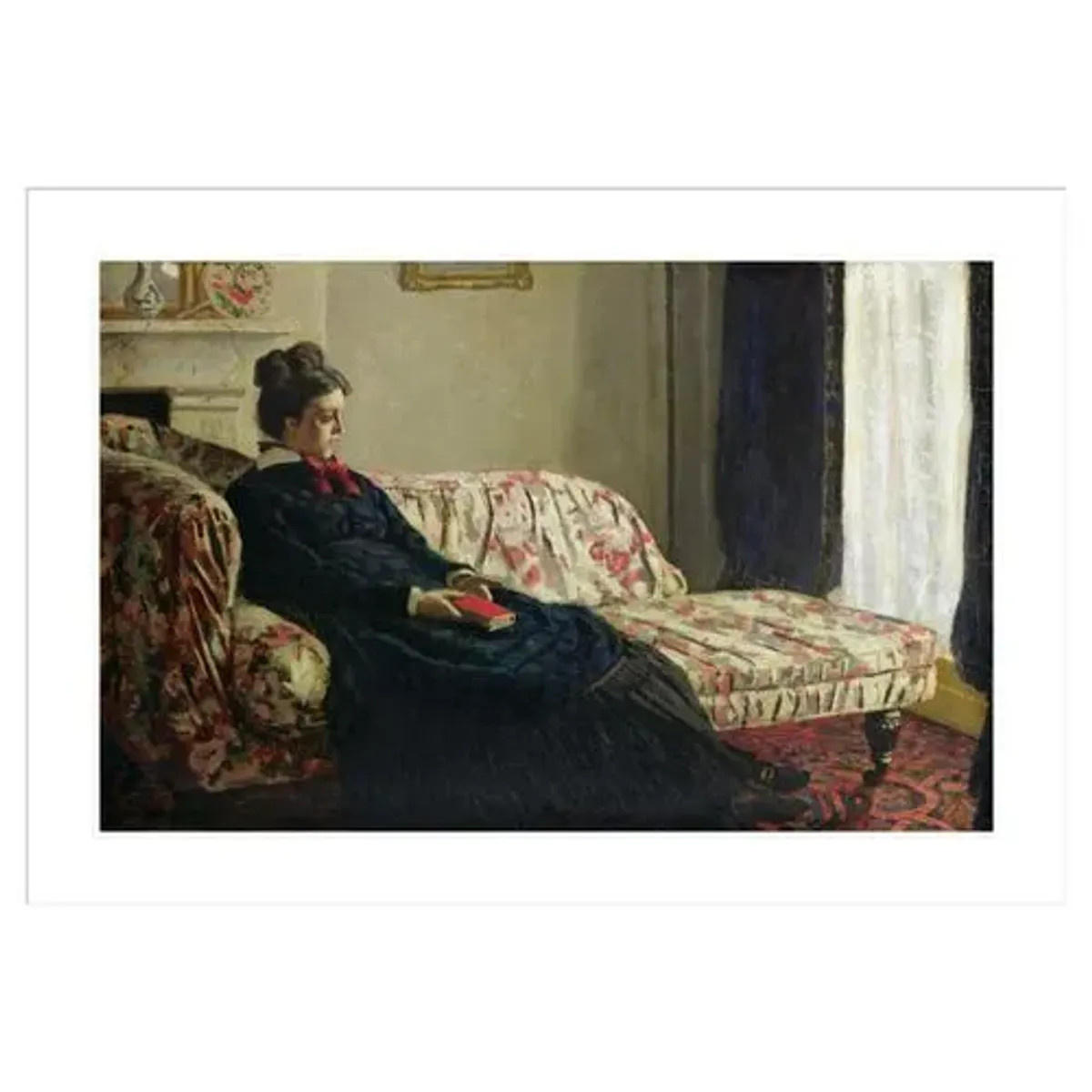 Meditation or Madame Monet on the Sofa by Claude Monet Framed Print - 1000Museums