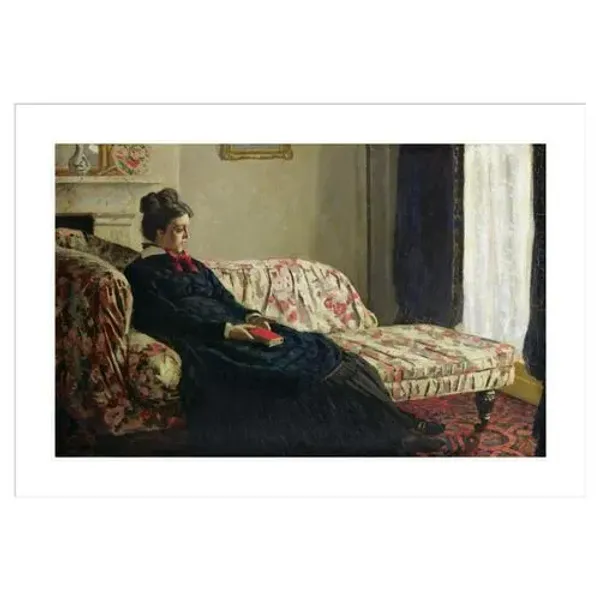 Meditation or Madame Monet on the Sofa by Claude Monet Framed Print - 1000Museums
