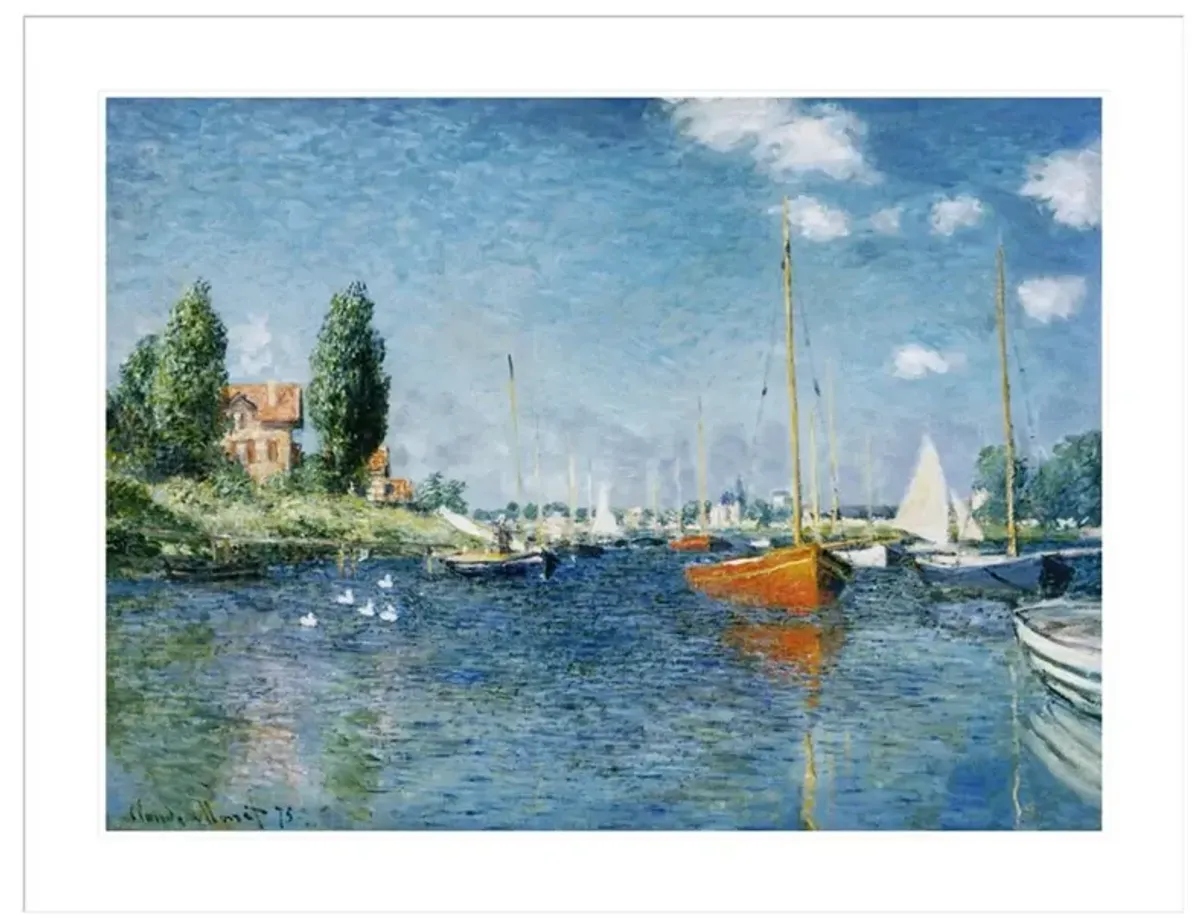 Red Boats Argenteuil by Claude Monet Framed Print