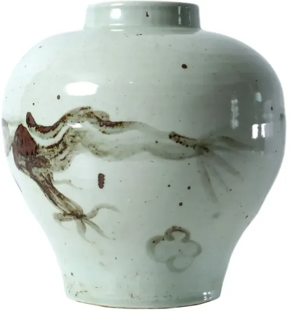 Kai Dragon Motif Vase, Gray/White