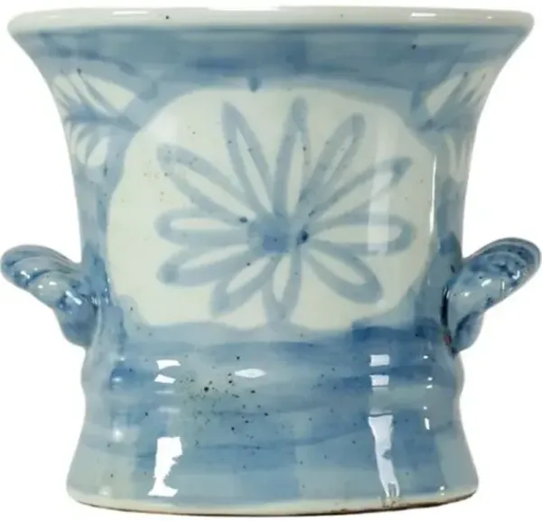 Jasira Floral and Leaf Motif Decorative Vase - Blue/White