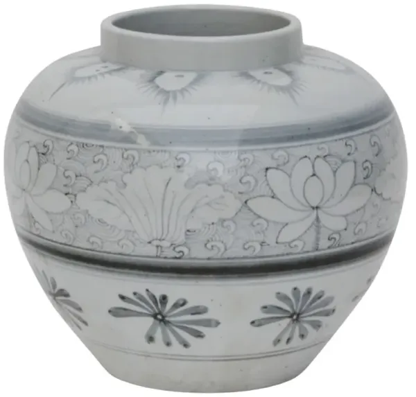 Zariah Lotus Motif Vase, Off-White