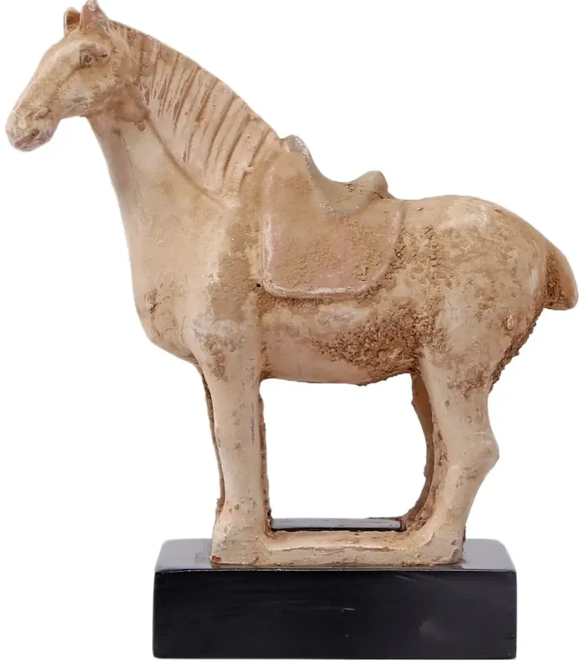 S/2 Horse Statues on Wood Base, Terracotta