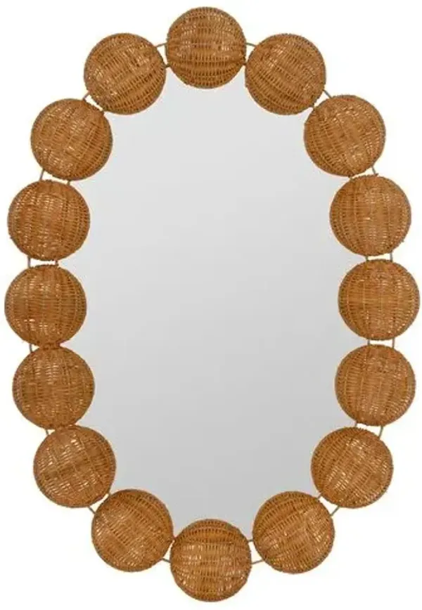 Cavelle Spherical Rattan Ball Wall Mirror - Natural