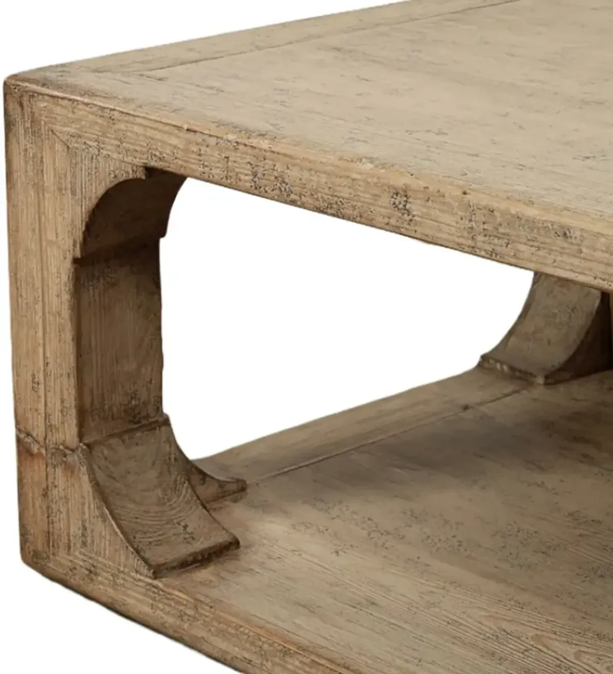 Arvion Open Shelf Coffee Table, Weathered Natural/Distressed Gray