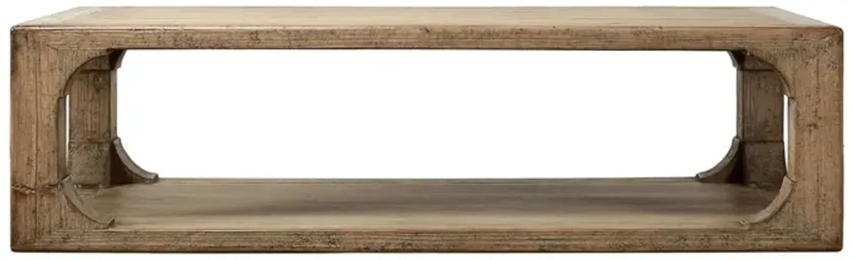 Arvion Open Shelf Coffee Table, Weathered Natural/Distressed Gray