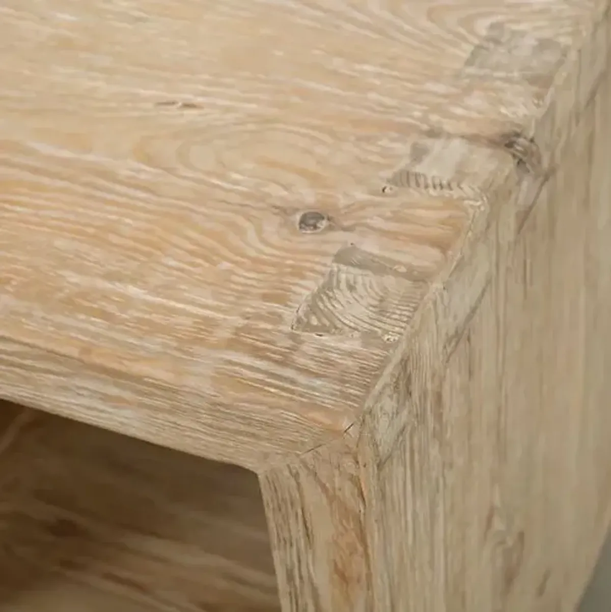 Aurenne Waterfall Side Table with Shelf - Weathered Natural - Brown