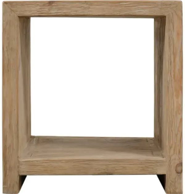 Aurenne Waterfall Side Table with Shelf, Weathered Natural