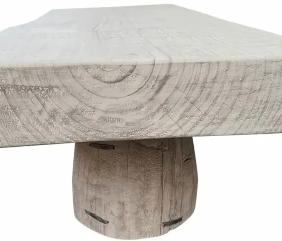 Clyra Live Edge Coffee Table - Distressed White - Handcrafted