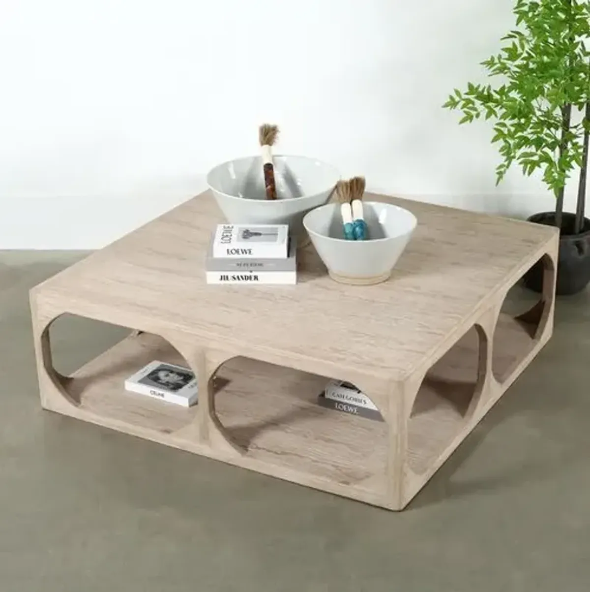 Cyra Arched Coffee Table - Weathered Whitewash