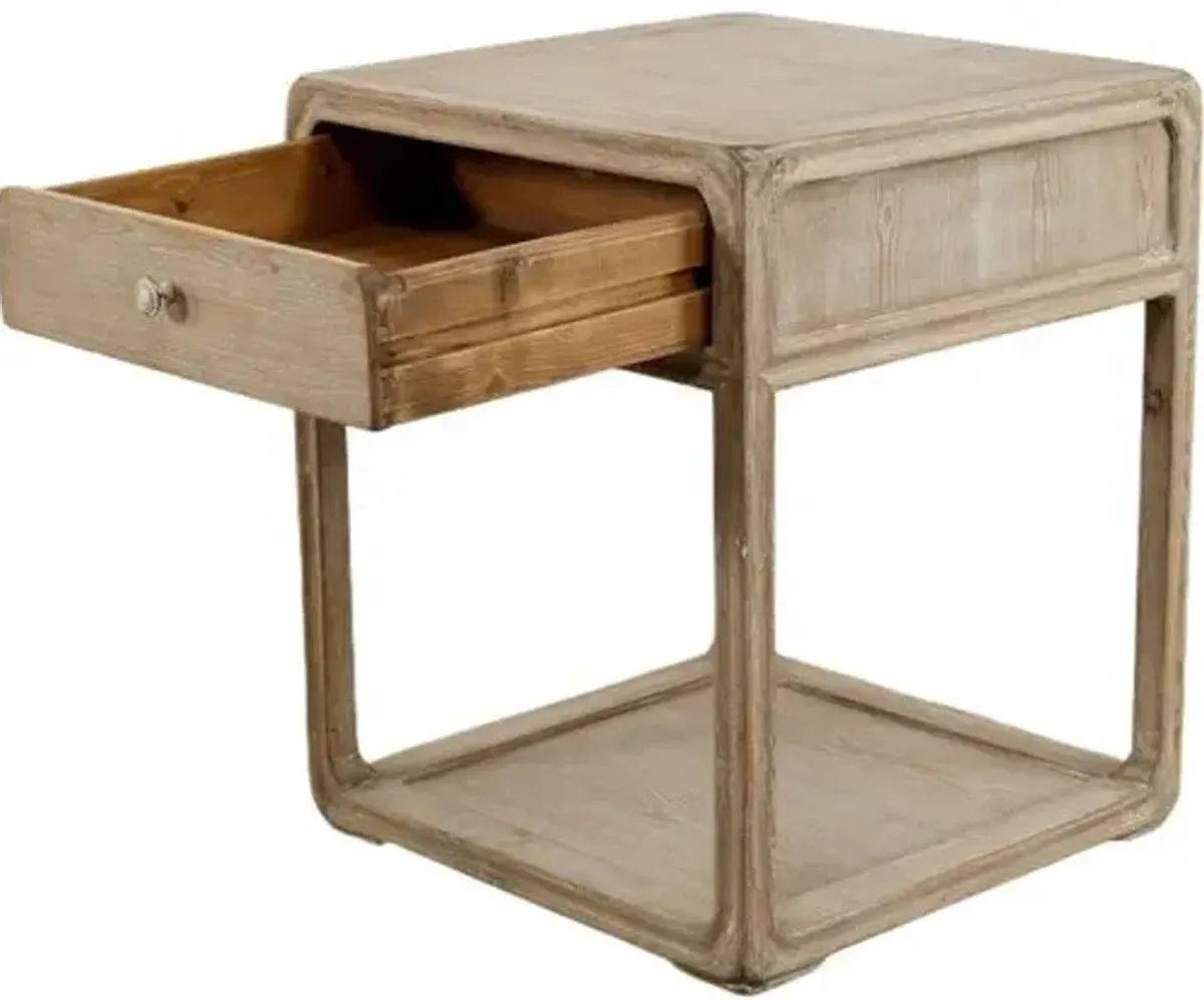 Jyntra 1-Drawer Square Side Table - Weathered Whitewash